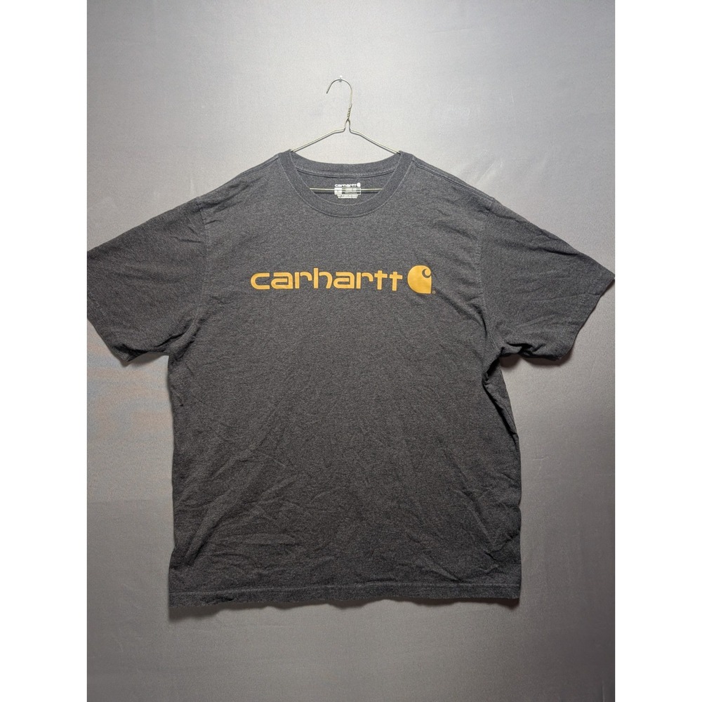 Carhartt T Shirt Mens XL Charcoal Gray Spell Out Graphic Print Logo Loose Fit